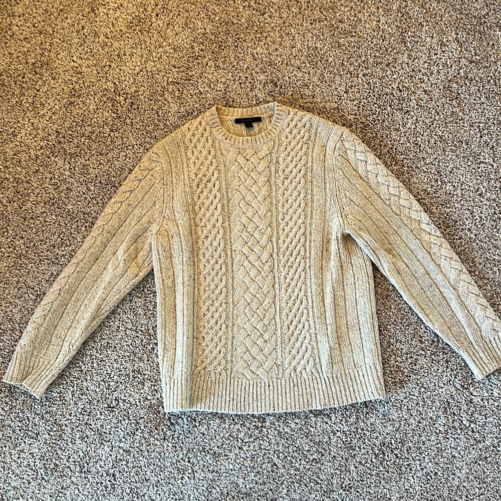 Beige cable, net, express sweater
